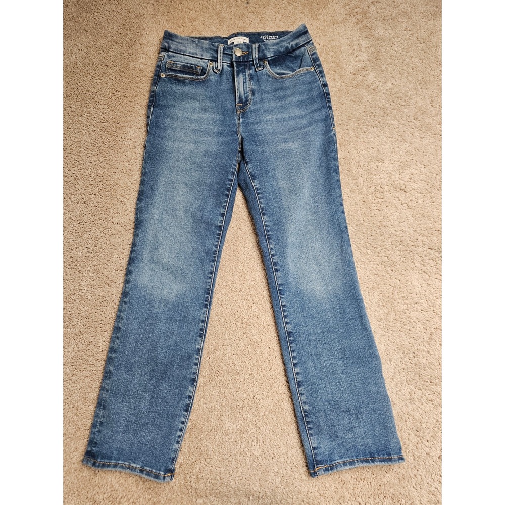 Good American Always Fits Good Petite Straight Jeans Indigo GLAFP478T Size 00-4